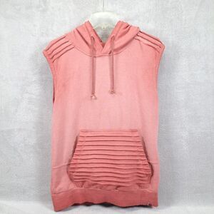 WT02 Mens Hoodie Sleeveless Sz S Muscle Shirt Gym Workout Red-Pink Fade Trendy